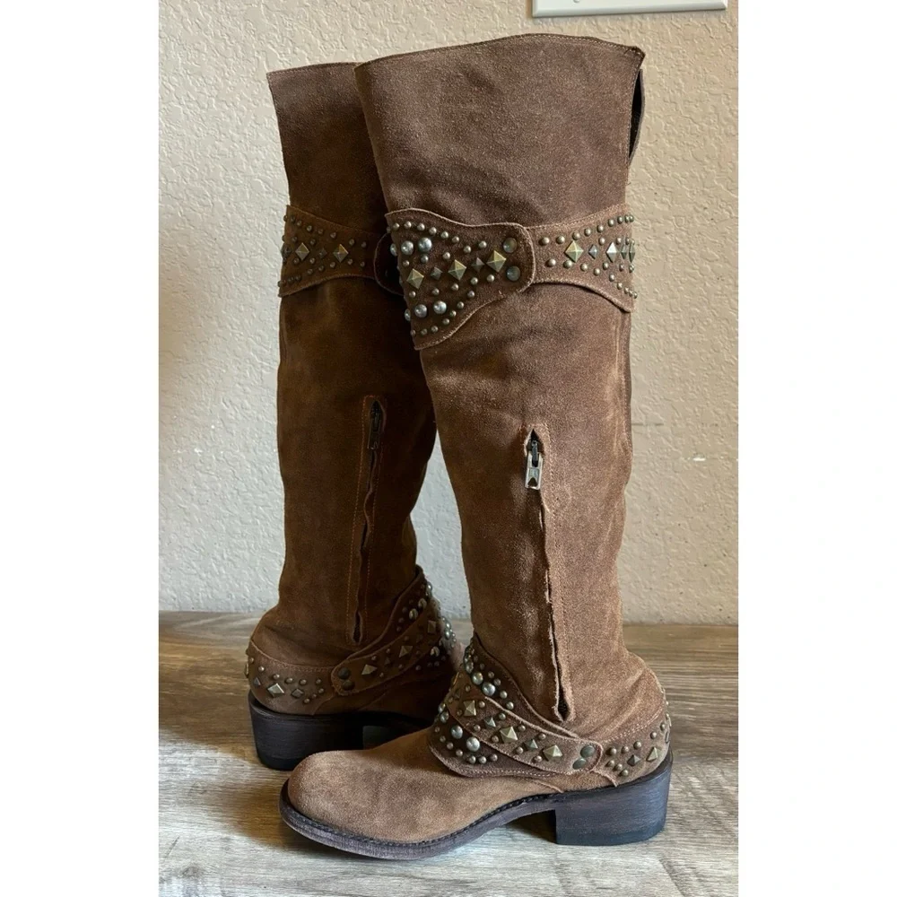 Anthropologie Cordani Five Worlds Above Knee Suede Leather Boots